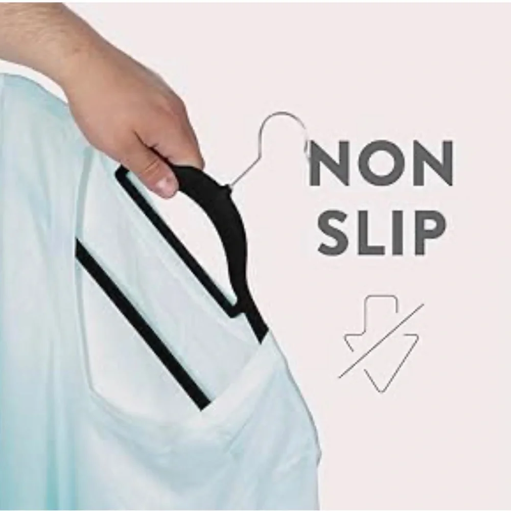 ⭐️ or 🌞 25 Premium slim nonslip space savet black velvet hangers swivel hook